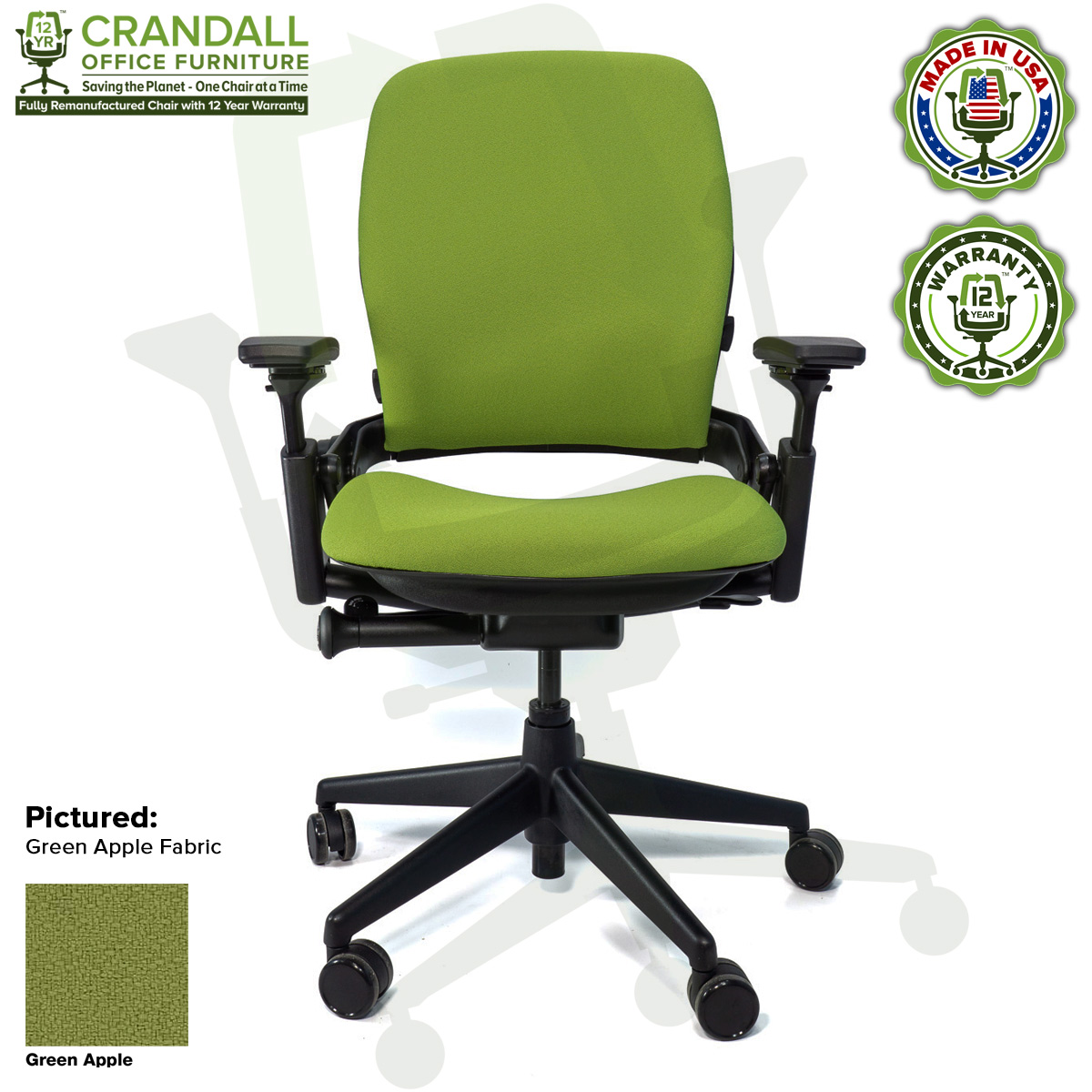 Crandall-Office-Remanufactured-Steelcase-462-V2-Leap-Chair-Color-Green-Apple