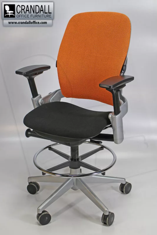 Crandall Office Furniture Remanufactured Steelcase 465 V2 Leap Chair - Orange 3D Mesh