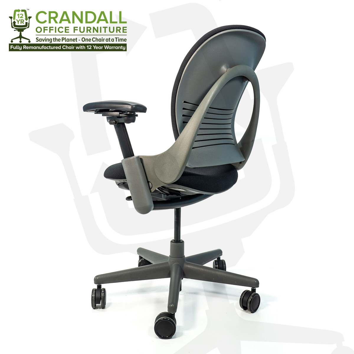 Crandall Office Furniture Remanufactured Steelcase 462 Leap V1 Office Chair Sterling Frame with 12 Year Warranty 0004