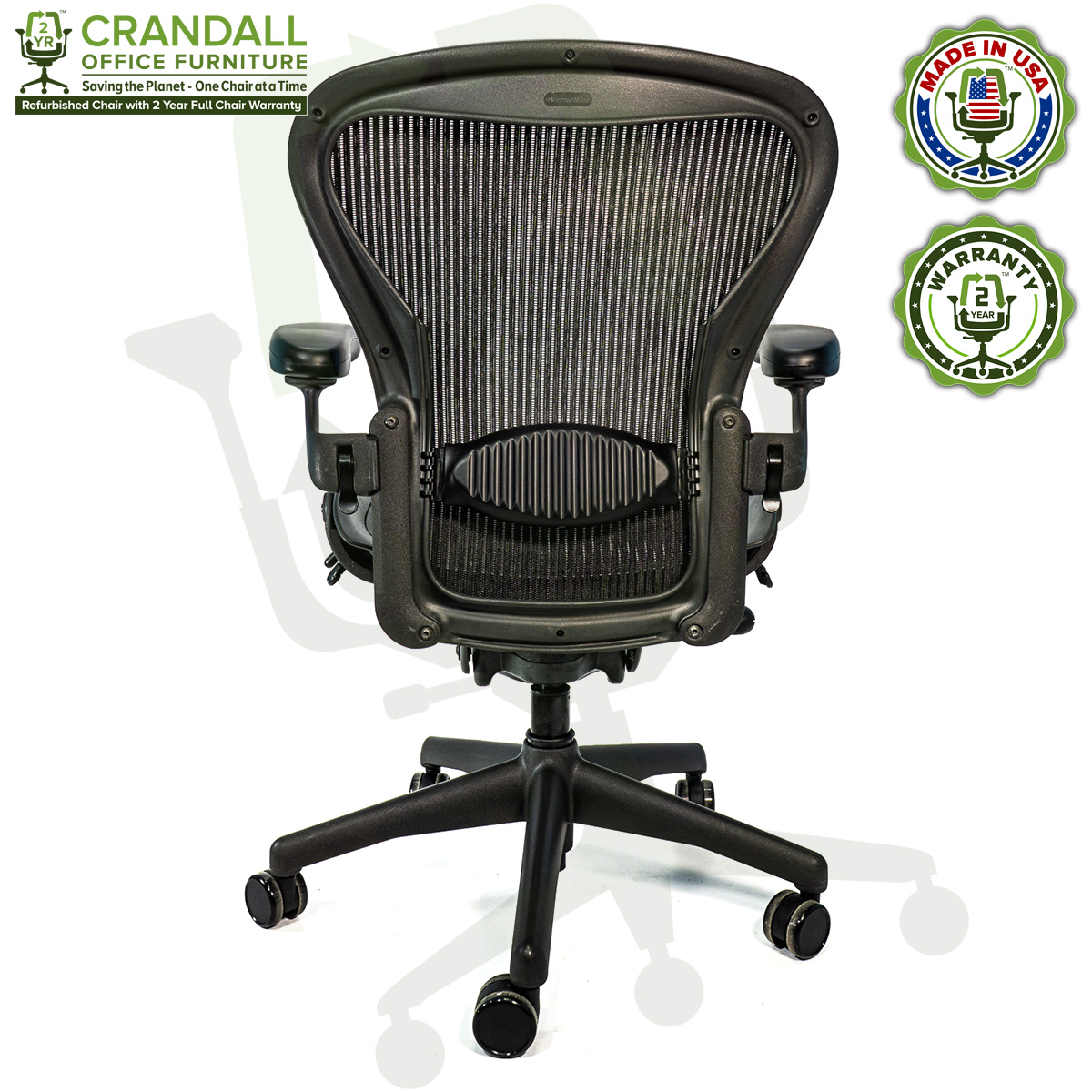 Crandall Office Furniture Refurbished Herman Miller Aeron Chair with 12 Year Warranty - 06