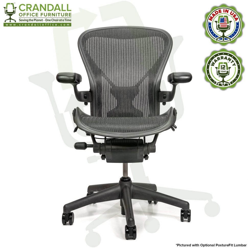 Crandall Office Refurbished Herman Miller Aeron Chair with PostureFit Lumbar - Size B - 12 Year Warranty - 0001