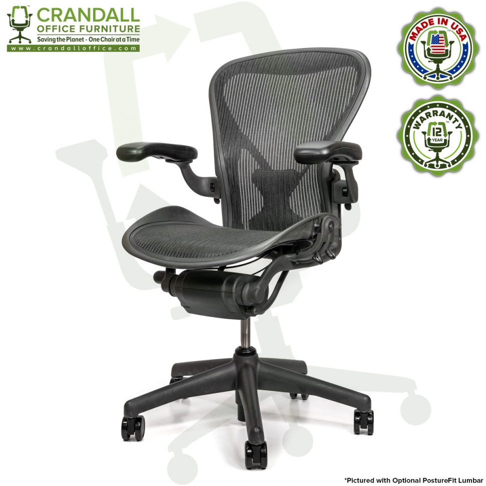 Crandall Office Refurbished Herman Miller Aeron Chair with PostureFit Lumbar - Size B - 12 Year Warranty - 0002