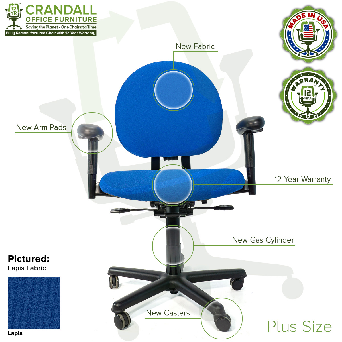 Crandall Office Furniture Remanufactured Steelcase Criterion Plus Chair with 12 Year Warranty - 06