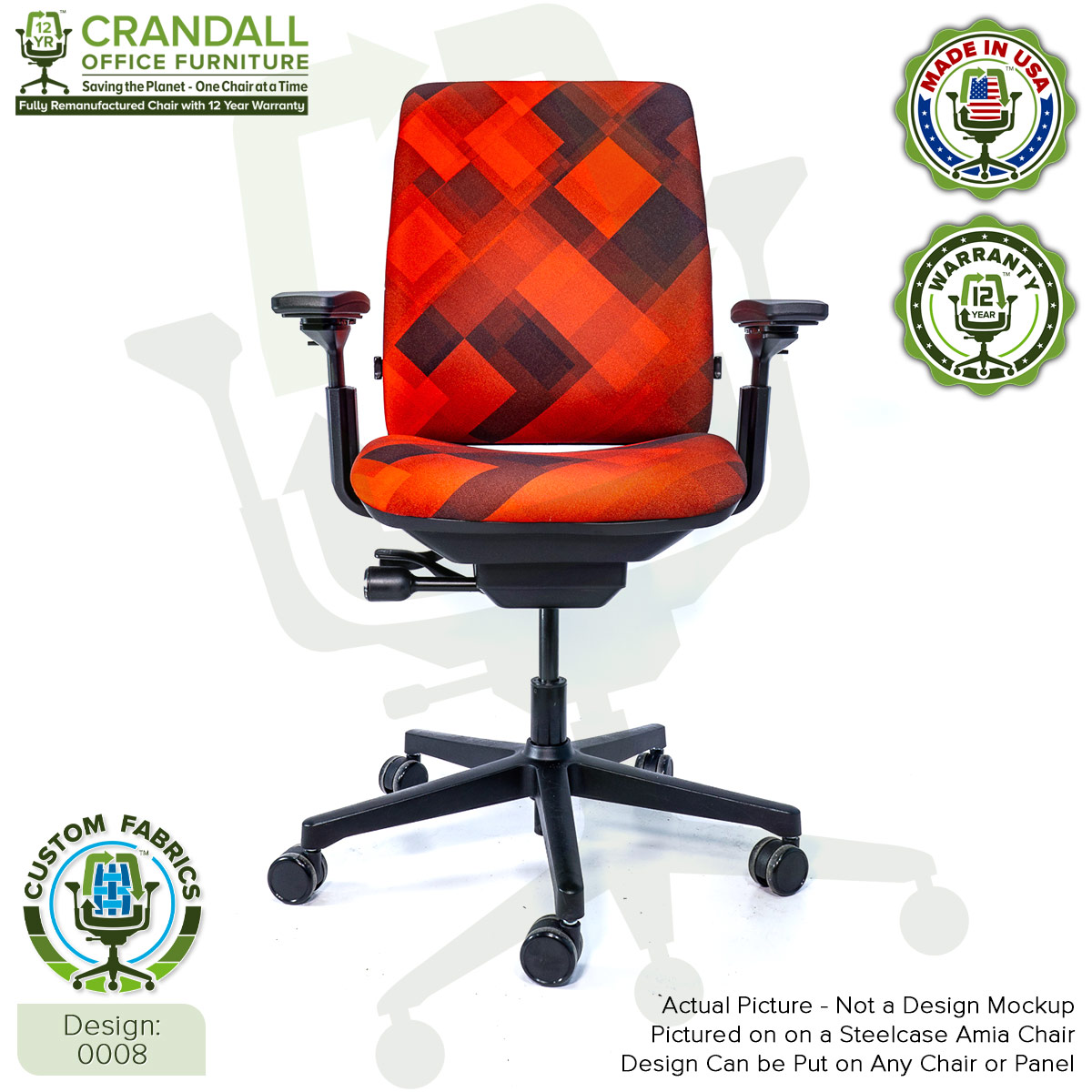Custom Fabric Remanufactured Steelcase Amia Chair - Design 0008