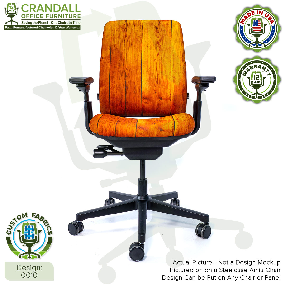 Custom Fabric Remanufactured Steelcase Amia Chair - Design 0010