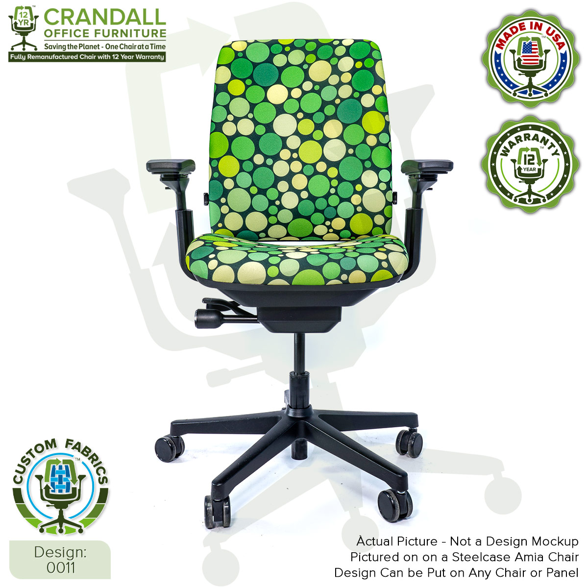 Custom Fabric Remanufactured Steelcase Amia Chair - Design 0011
