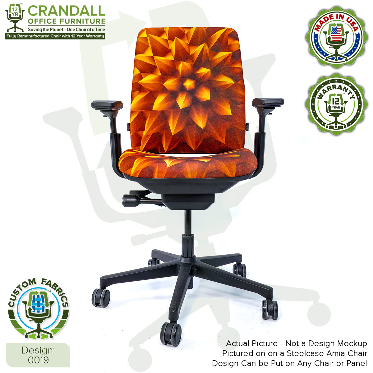 Custom Fabric Remanufactured Steelcase Amia Chair - Design 0019