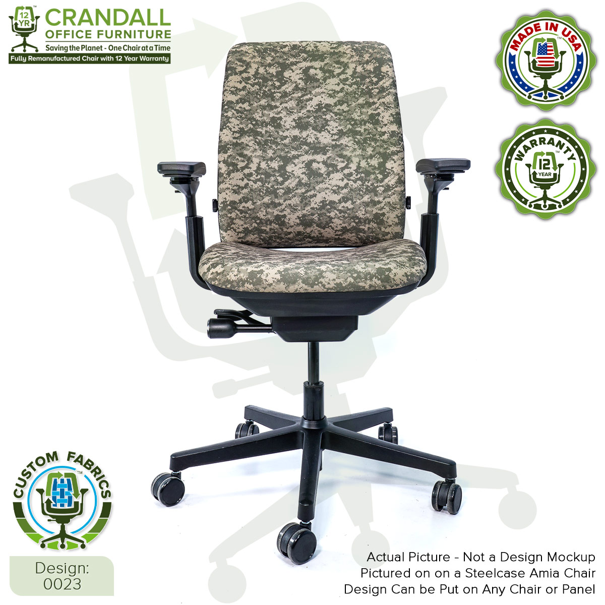 Custom Fabric Remanufactured Steelcase Amia Chair - Design 0023