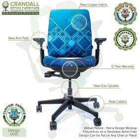 Custom Fabric Remanufactured Steelcase Amia Chair - Design 0015 with Labels
