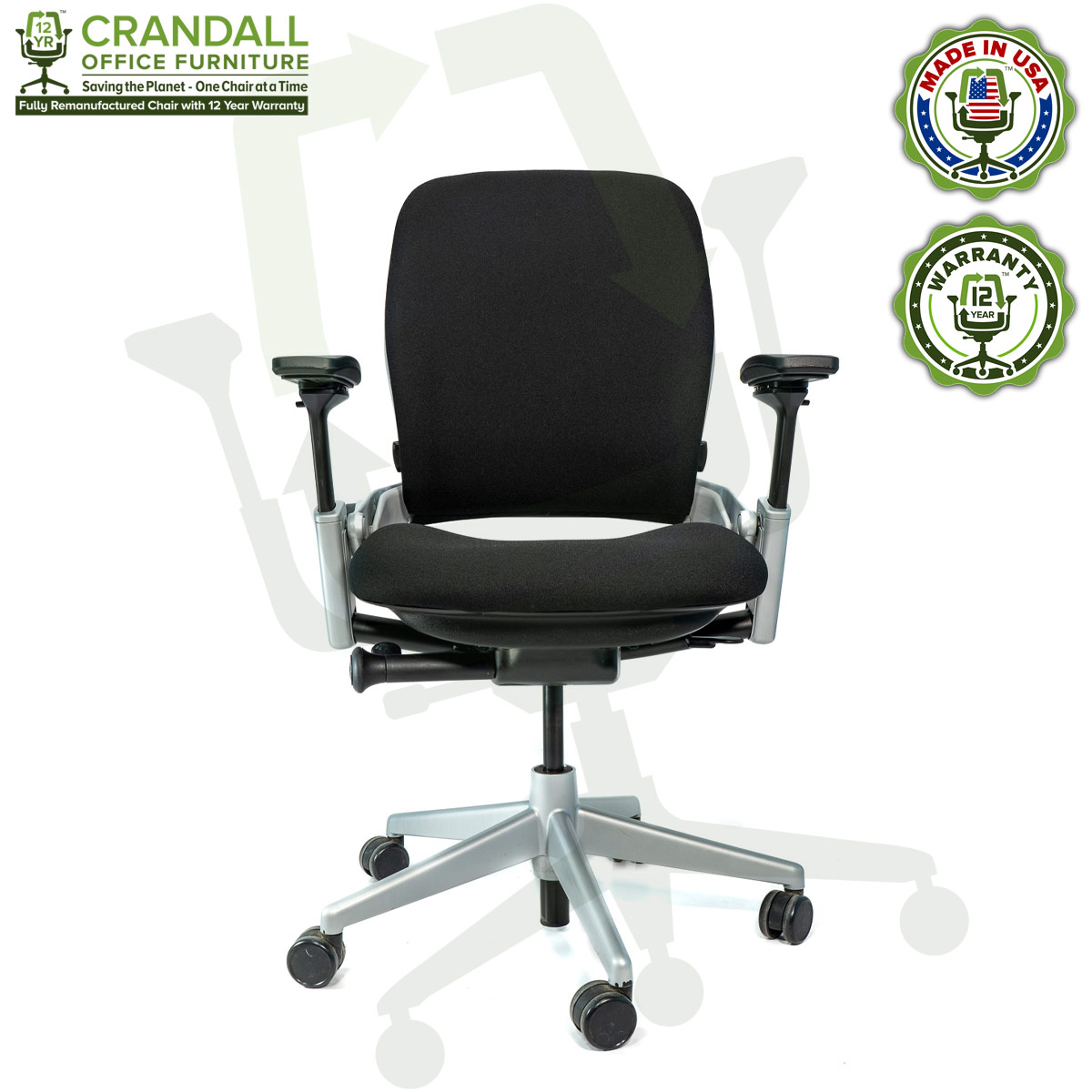 Crandall Office Furniture Remanufactured Steelcase V2 Leap Chair - Platinum Frame 01