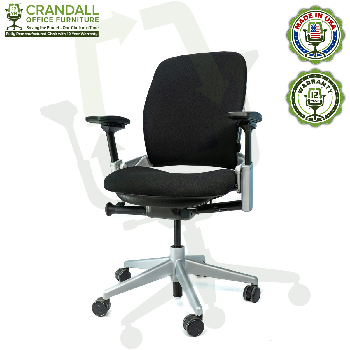 Crandall Office Furniture Remanufactured Steelcase V2 Leap Chair - Platinum Frame 03