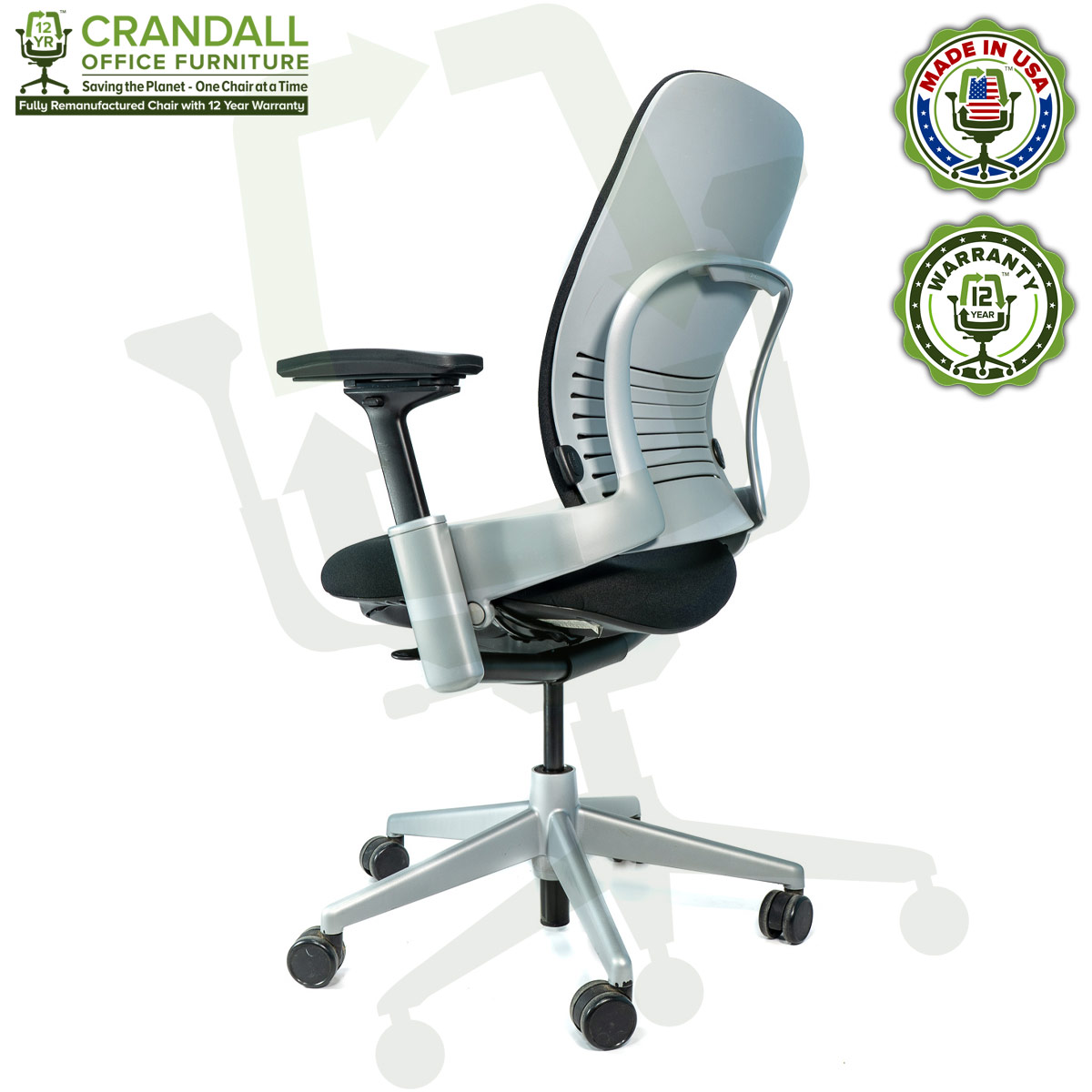 Crandall Office Furniture Remanufactured Steelcase V2 Leap Chair - Platinum Frame 06