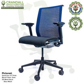 Crandall Office Furniture Remanufactured Steelcase Think Chair with 12 Year Warranty - Mesh - Blue