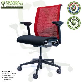 Crandall Office Furniture Remanufactured Steelcase Think Chair with 12 Year Warranty - Mesh - Red