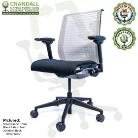Crandall Office Furniture Remanufactured Steelcase Think Chair with 12 Year Warranty - Mesh - Silver