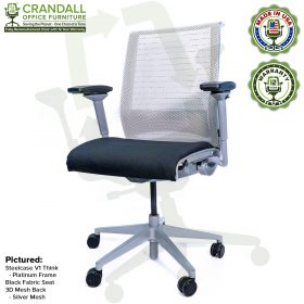 Crandall Office Furniture Remanufactured Steelcase Think Chair with 12 Year Warranty - Platinum Frame - Silver Mesh