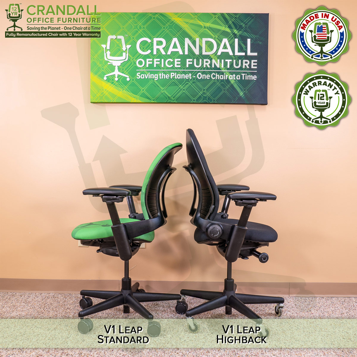 Crandall Office Furniture Remanufactured Steelcase V1 Leap Chair - Highback 011