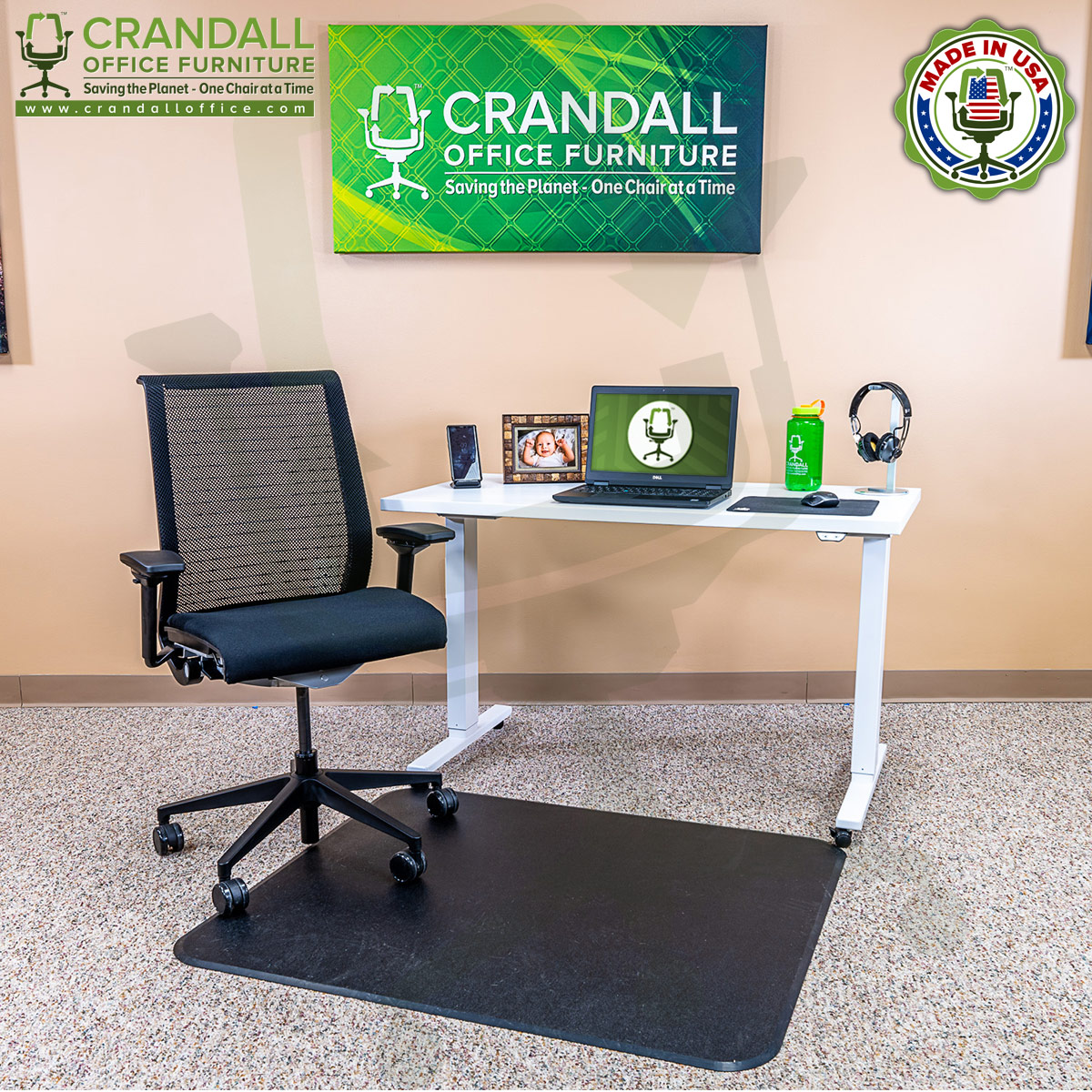Crandall Office Work From Home Chair & Desk Bundle with Steelcase Think Chair 02