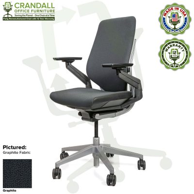 Crandall Office Furniture Remanufactured Steelcase Gesture Chair - Guilford of Maine Open House Graphite Fabric