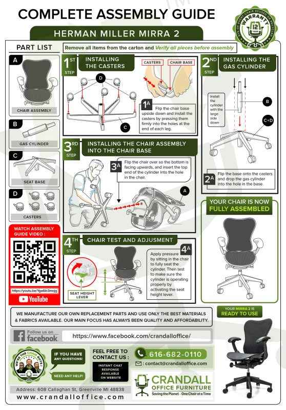 Crandall Office Furniture Refurbished Herman Miller Mirra 2 Office Chair Assembly Instructions