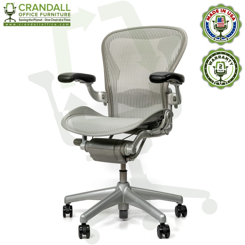 Crandall Office Refurbished Herman Miller Aeron Chair Smoke/Zinc - Size B - 0002