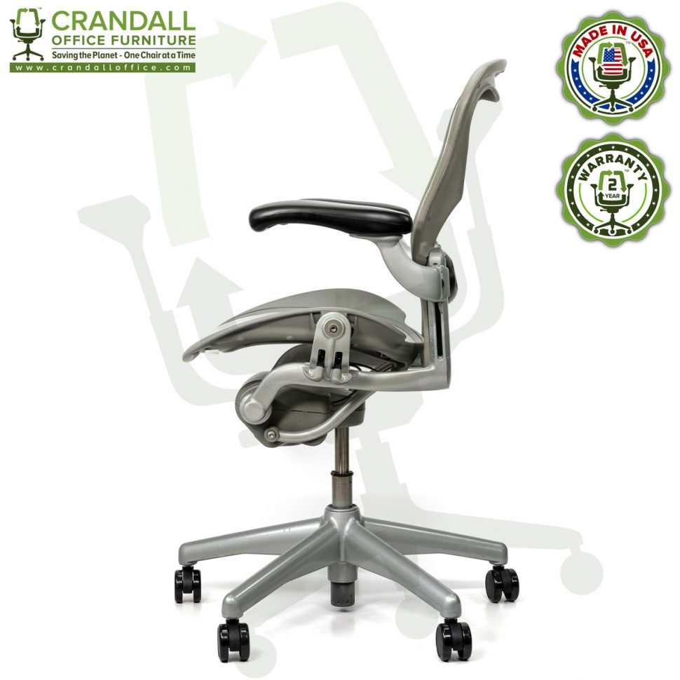 Crandall Office Refurbished Herman Miller Aeron Chair Smoke/Zinc - Size B - 0003