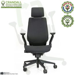 Crandall Remanufactured Steelcase 442 Gesture Chair with Headrest - Black Frame 01
