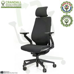 Crandall Remanufactured Steelcase 442 Gesture Chair with Headrest - Black Frame 02