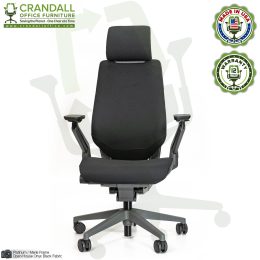 Crandall Remanufactured Steelcase 442 Gesture Chair with Headrest - Platinum / Merle Frame 01