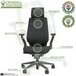 Crandall Remanufactured Steelcase 442 Gesture Chair with Headrest - Platinum / Merle Frame 06