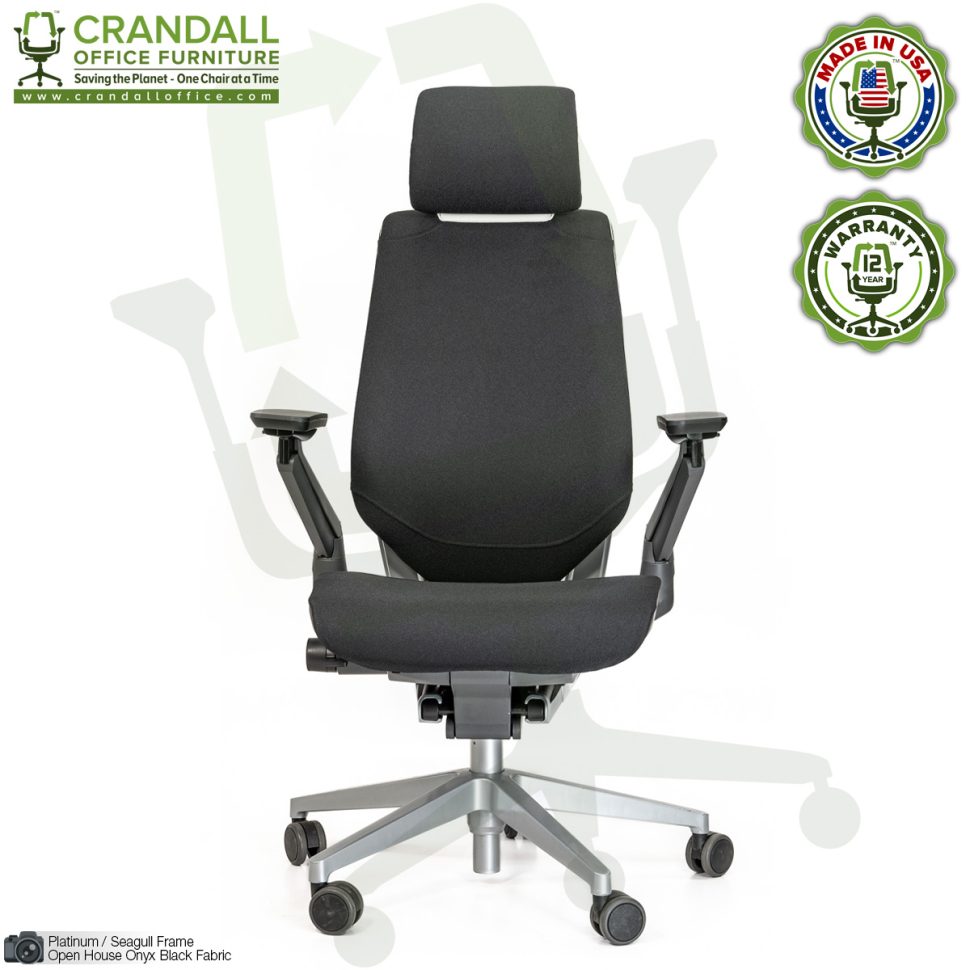 Crandall Remanufactured Steelcase 442 Gesture Chair with Headrest and Platinum / Seagull Frame 01