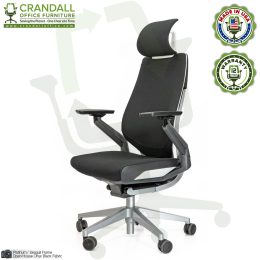 Crandall Remanufactured Steelcase 442 Gesture Chair with Headrest and Platinum / Seagull Frame 02