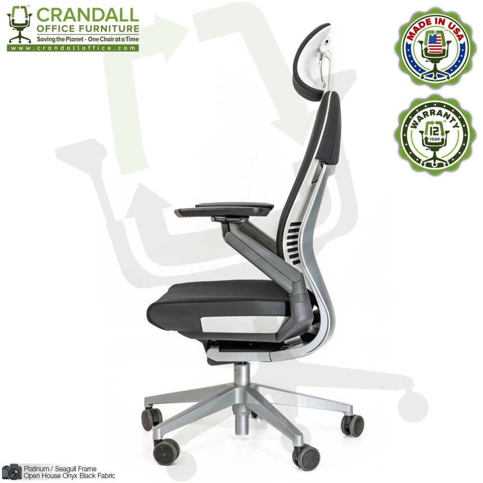 Crandall Remanufactured Steelcase 442 Gesture Chair with Headrest and Platinum / Seagull Frame 03