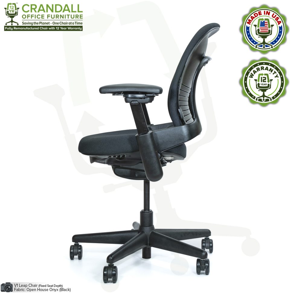 Crandall Office Remanufactured Steelcase V1 Leap - Black Frame - No Seat Slider - 03