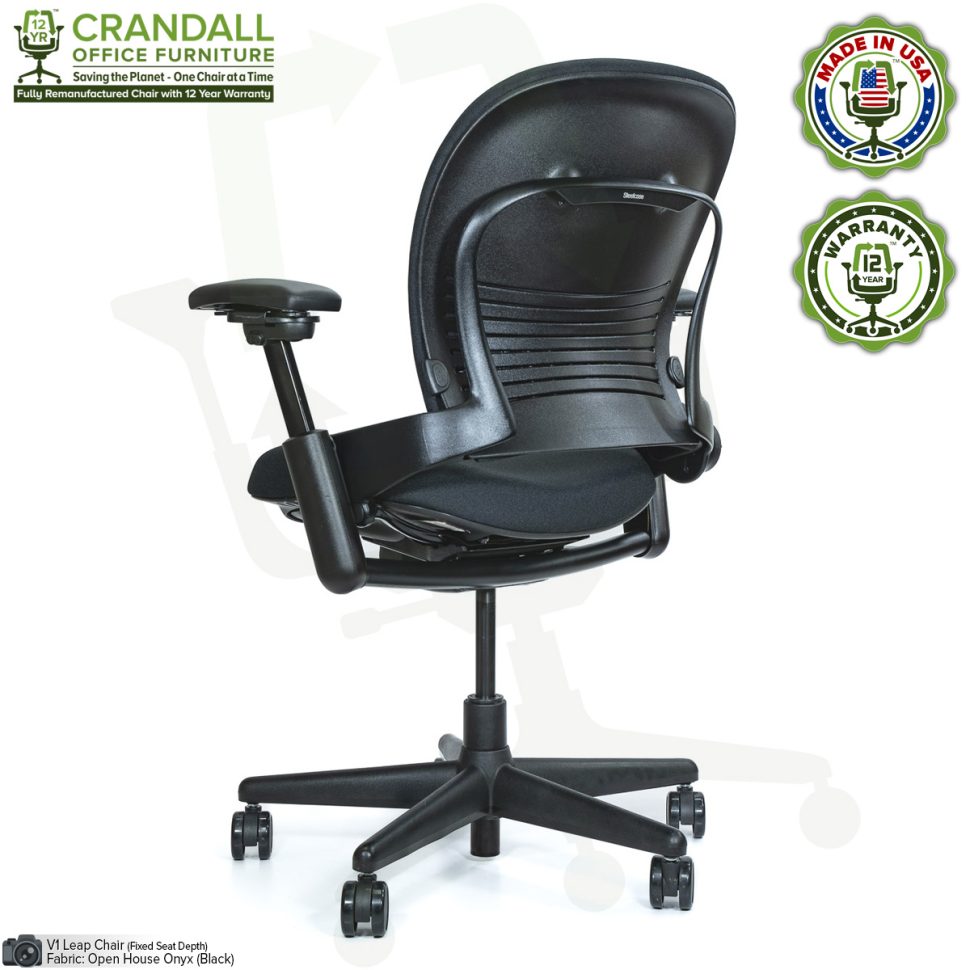 Crandall Office Remanufactured Steelcase V1 Leap - Black Frame - No Seat Slider - 04