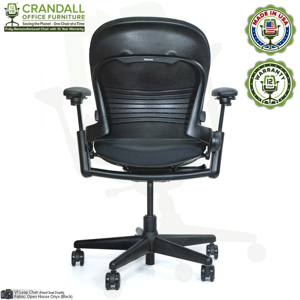 Crandall Office Remanufactured Steelcase V1 Leap - Black Frame - No Seat Slider - 05