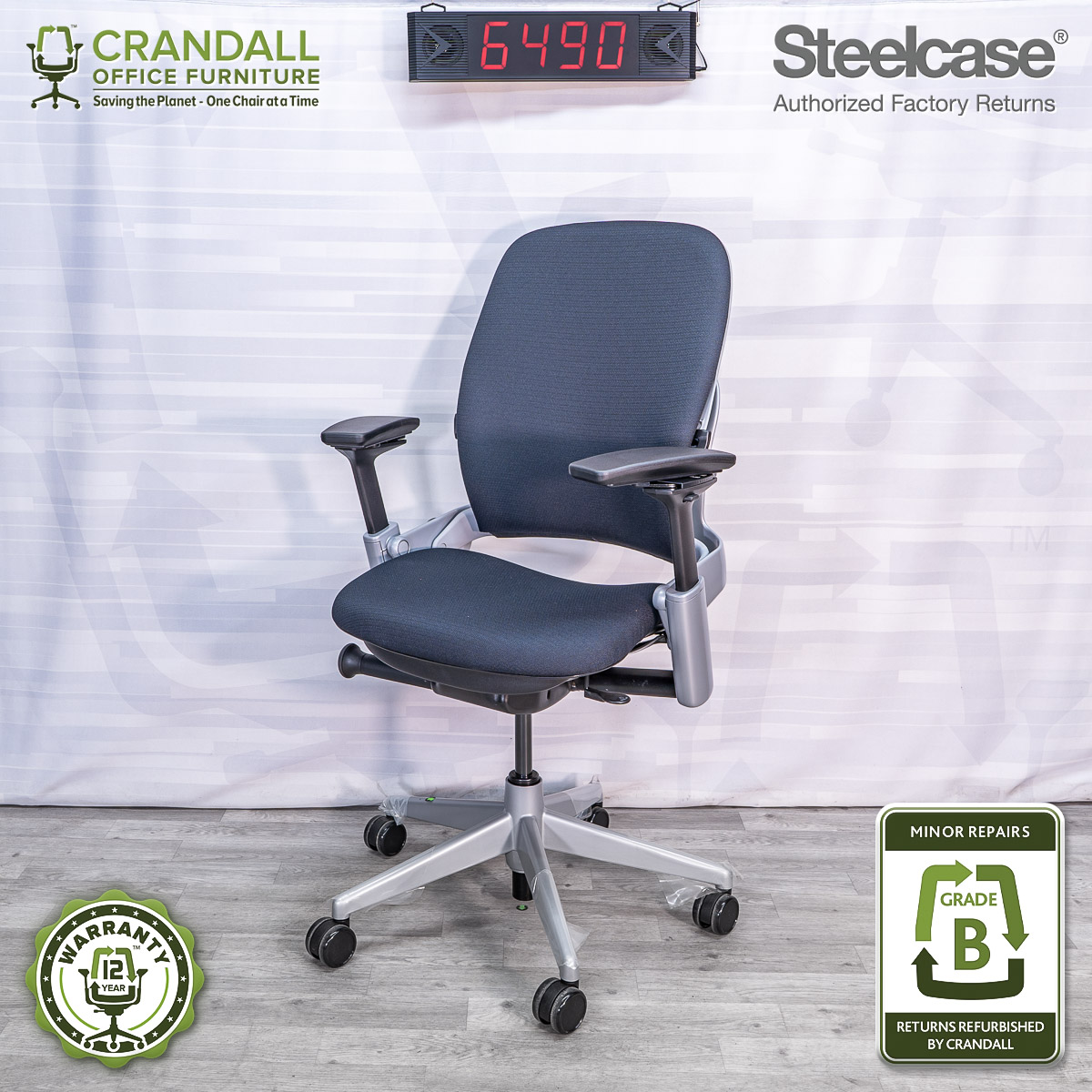6490 - Steelcase V2 Leap - Grade B - Crandall Office Furniture